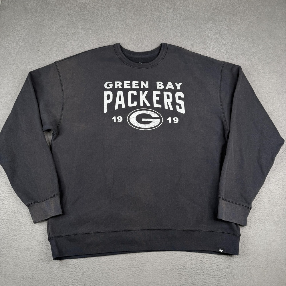 Green Bay Packers Sweatshirt Mens 2XL Black NFL Football '47 1919 Graphic $100